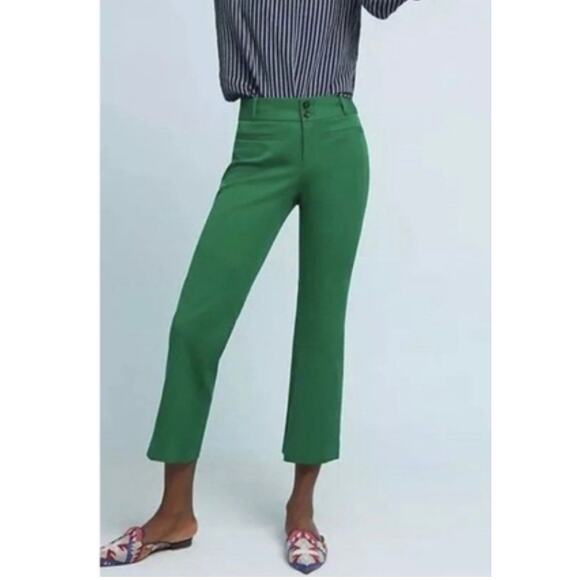 Anthropologie Pants - By Anthropologie The Essential Crop Flare Pants Kelly Green Size 10